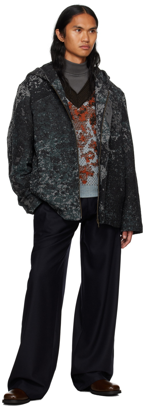 Serapis Gray & Blue Hooded Jacket