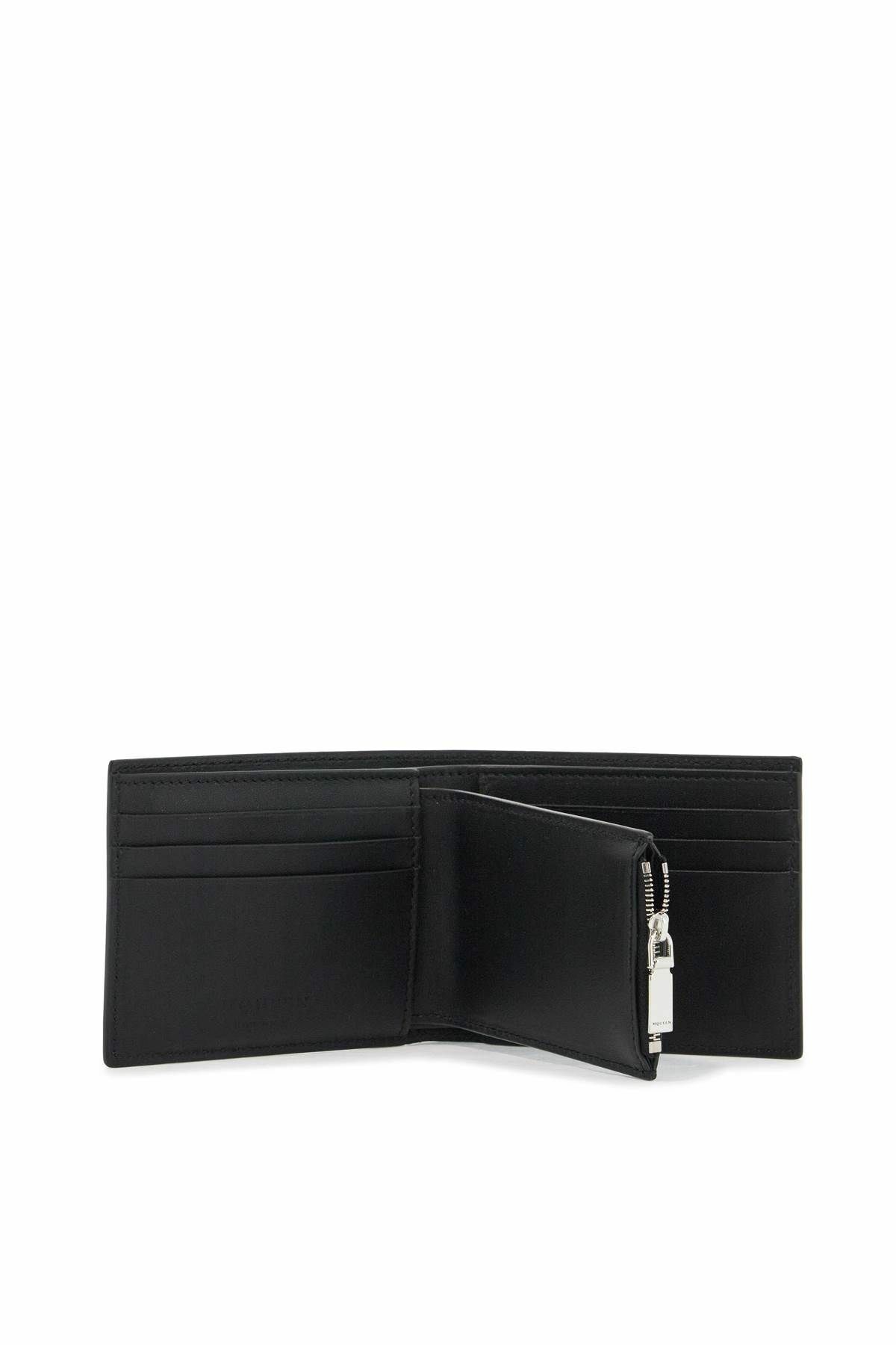 McQueen Bifold Wallet With Logo In Black Calfskin main image 1