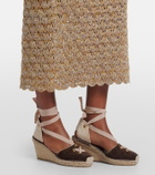 Valentino Open-knit linen-blend lamé midi dress