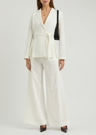 High Expert Wide-leg Twill Trousers Cream