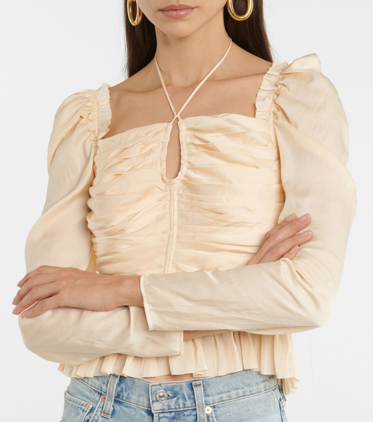Ulla Johnson Mirelle ruched satin halterneck top