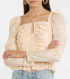 Ulla Johnson Mirelle ruched satin halterneck top