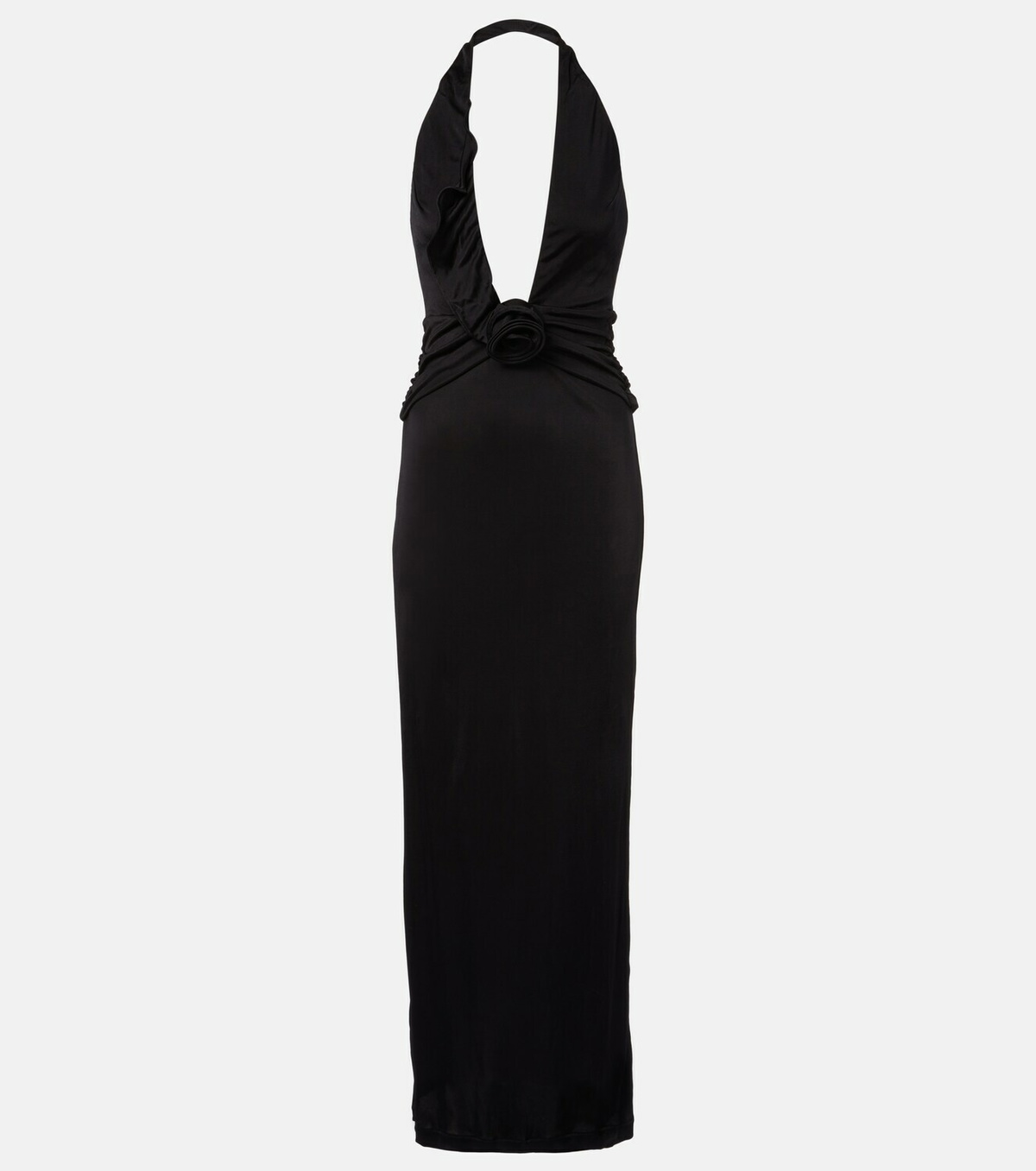 Adriana Degreas Floral-appliqué halterneck maxi dress