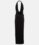 Adriana Degreas Floral-appliqué halterneck maxi dress