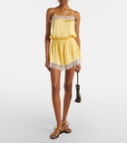 Poupette St Barth Silvia lace-trimmed satin romper