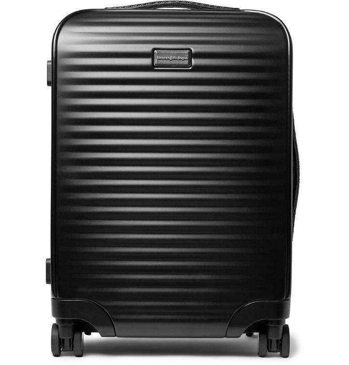Photo: Ermenegildo Zegna - Leather-Trimmed Polycarbonate Carry-On Suitcase - Black