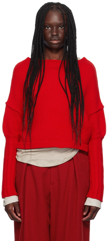 Photo: YOHJI YAMAMOTO Red R-Cap Sleeve Sweater