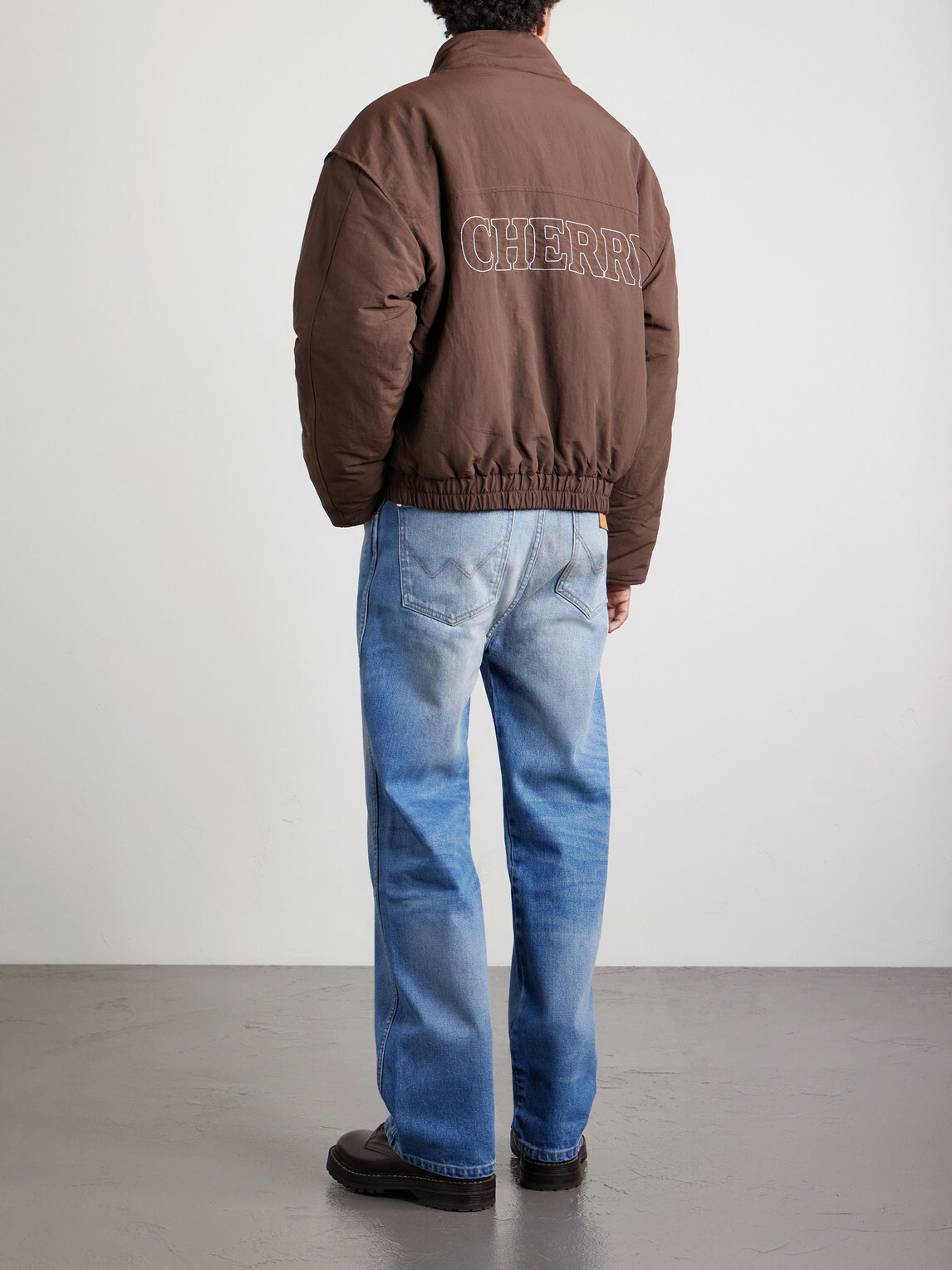Cherry Los Angeles - Pit Crew Logo-Embroidered Padded Nylon Jacket - Brown