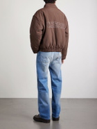 Cherry Los Angeles - Pit Crew Logo-Embroidered Padded Nylon Jacket - Brown