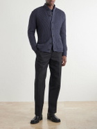 Inis Meáin - Boatbuilder Wool and Linen-Blend Cardigan - Blue