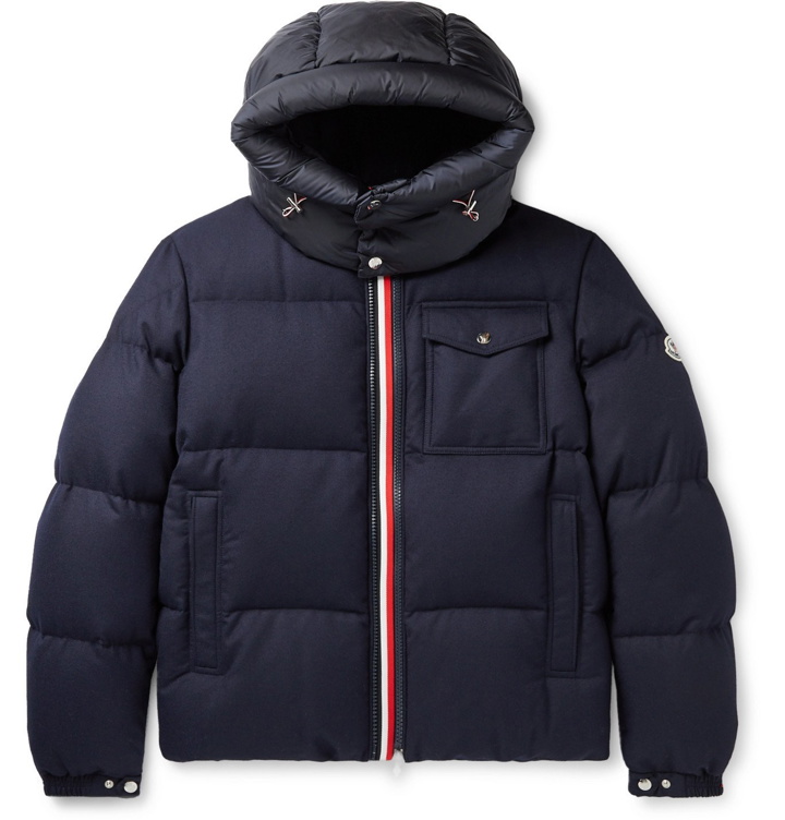 Photo: Moncler - Brazeau Shell-Trimmed Quilted Virgin Wool Hooded Down Jacket - Blue