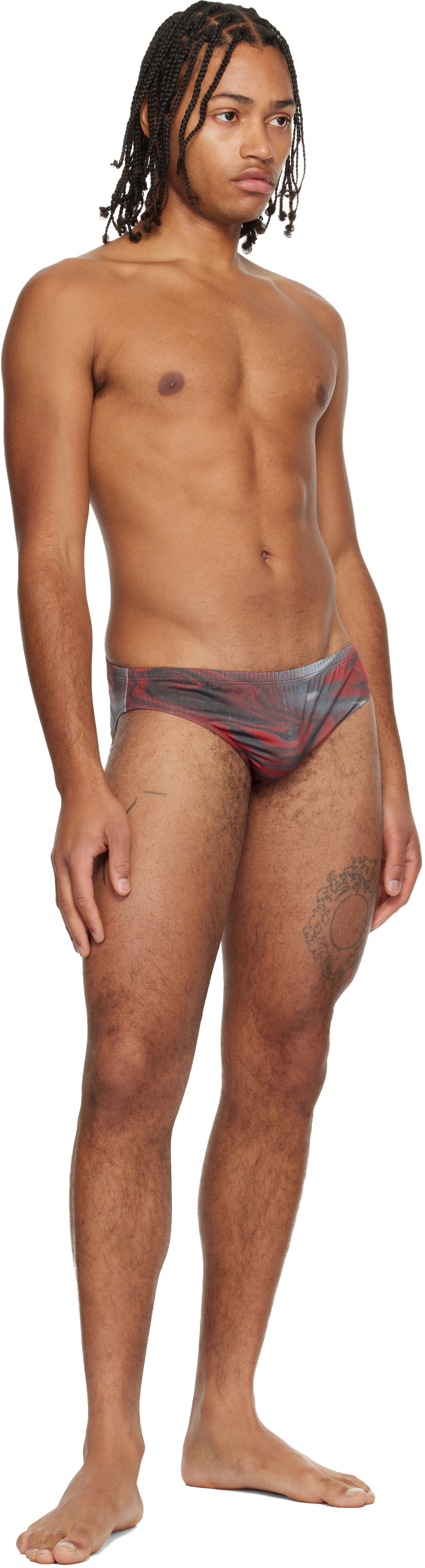 Jean Paul Gaultier Red 'The Blurry Roses' Swim Briefs
