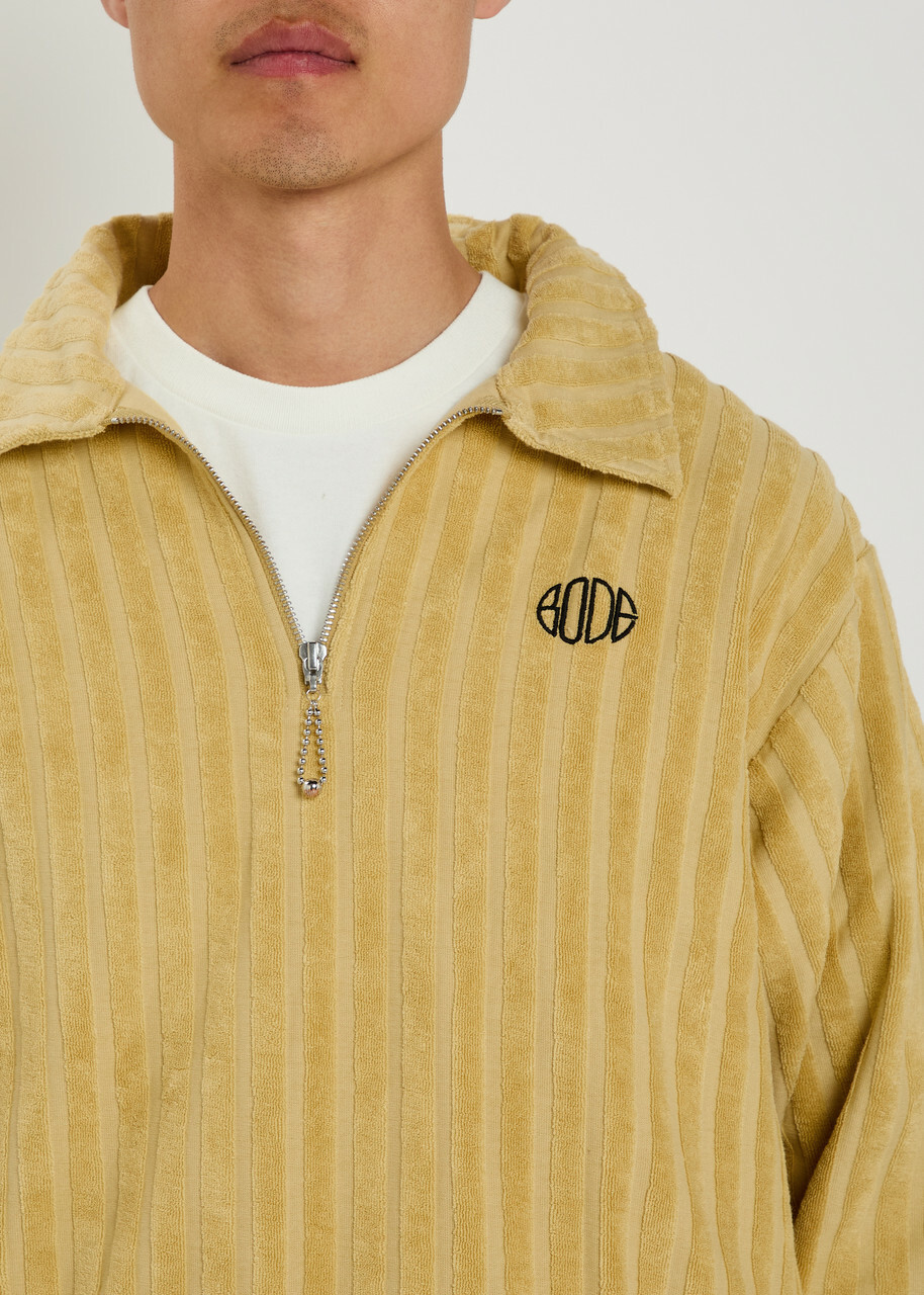 Bode Croquet Ground Striped Terry-cotton Sweatshirt Green