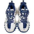 Balenciaga White and Blue Track Sneakers