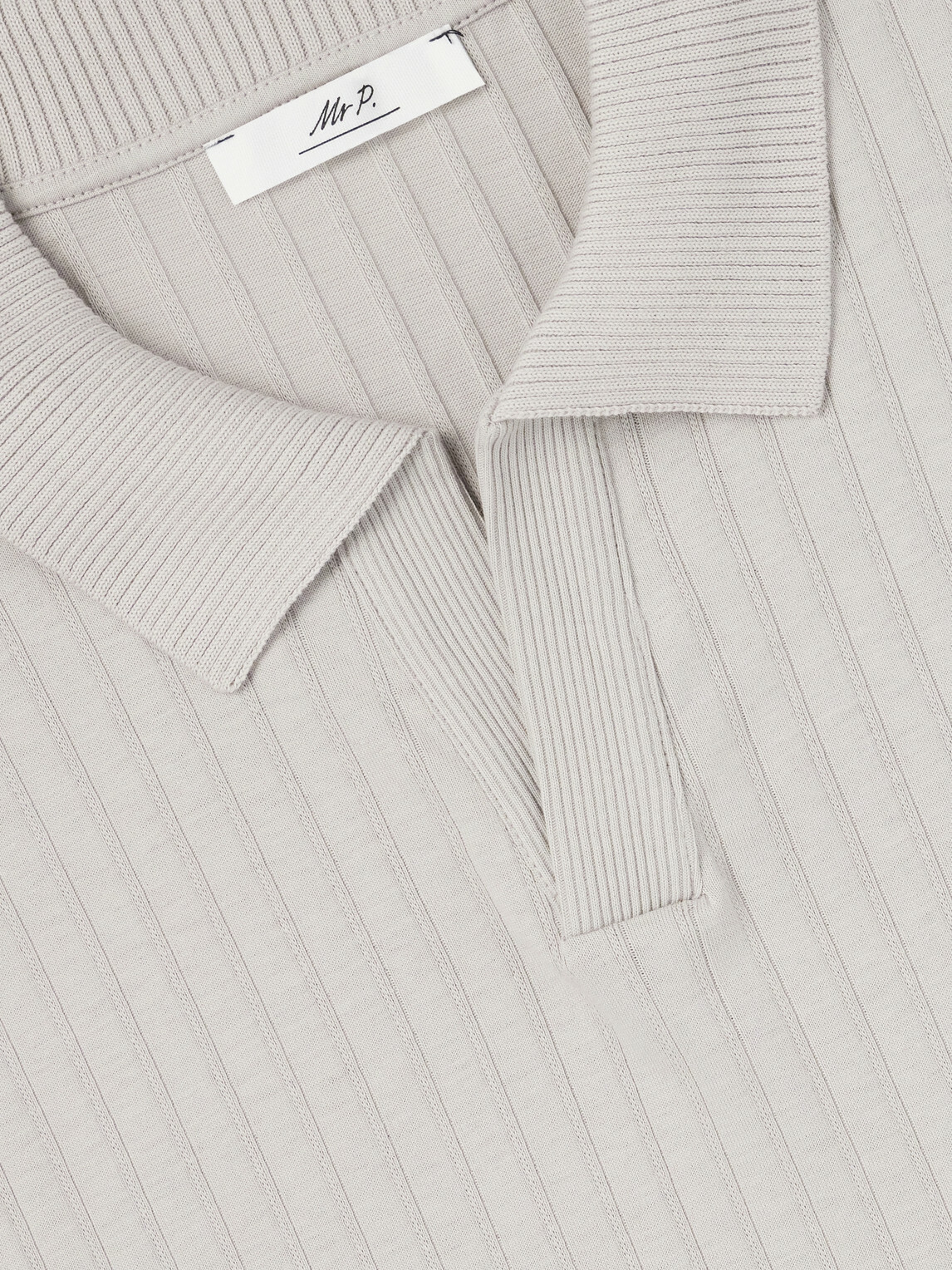 Mr P. - Knitted Cotton Polo Shirt - Gray