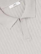 Mr P. - Knitted Cotton Polo Shirt - Gray
