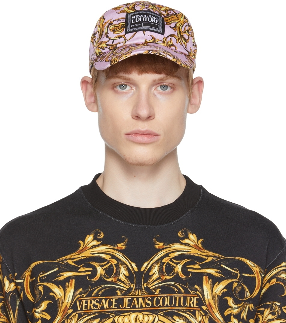 Versace Pink and Gold Baroque Logo Baseball Cap Versace Jeans Couture Baroque Logo Baseball Cap Pink Gold  main image 2