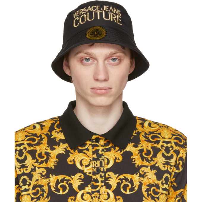 Photo: Versace Jeans Couture Black and Gold Logo Bucket Hat