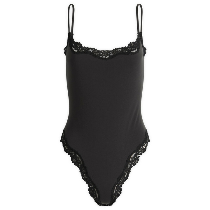 Photo: SKIMS Women's Fits Everybody Lace Cami Bodysuit in Onyx