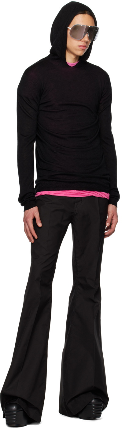 Rick Owens Black Semi-Sheer Hoodie Rick Owens