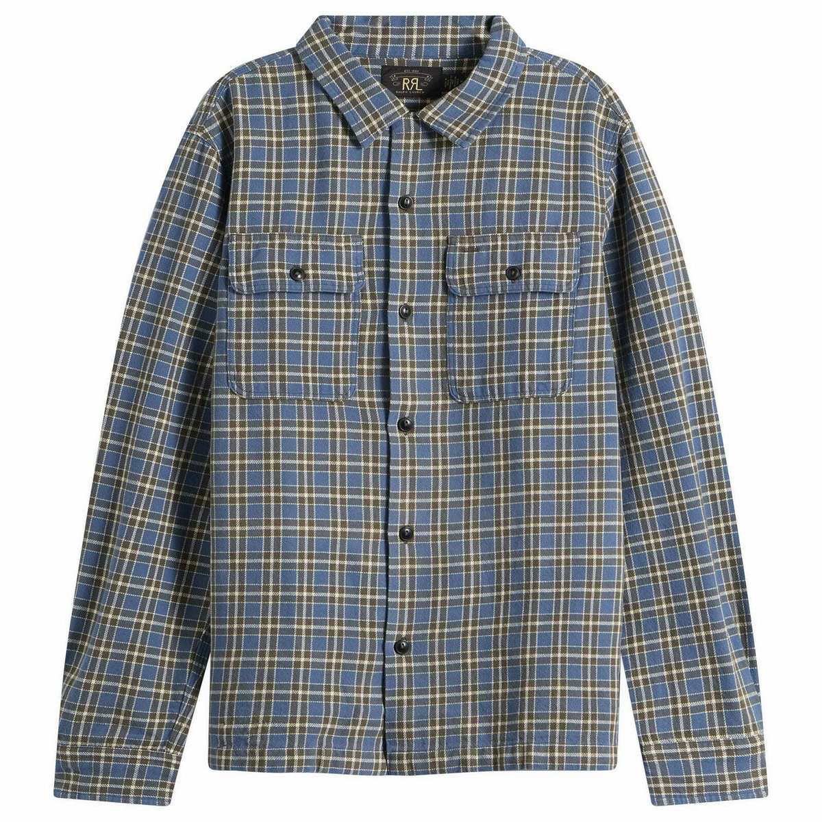 RRL Men's Matlock Check Shirt in Rl-811 Blue/Grey