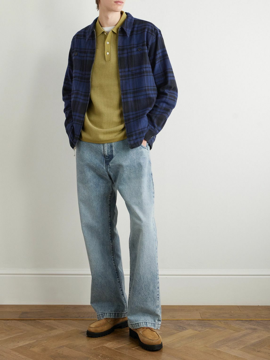 Noah - Cotton-Flannel Zip-Up Overshirt - Blue Noah NYC