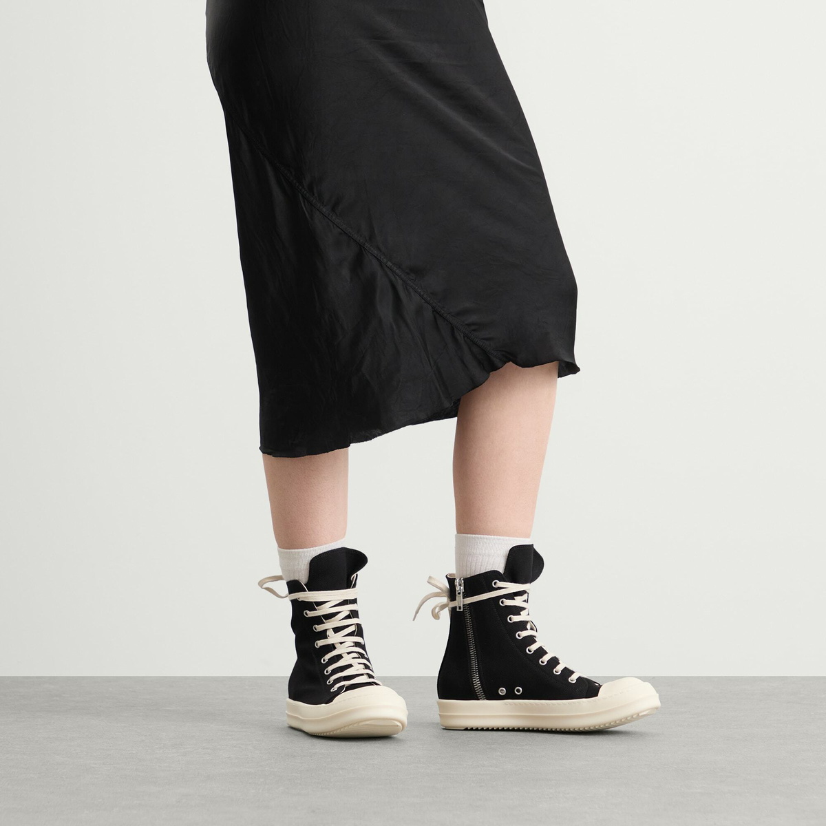 Rick Owens DRKSHDW Women's Denim Sneakers in Black/Milk