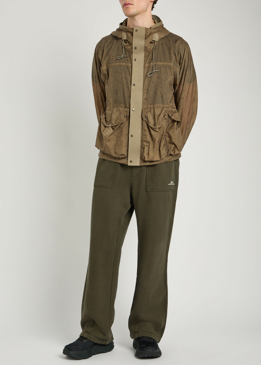 Ten C Skye Checked Hooded Shell Jacket Brown