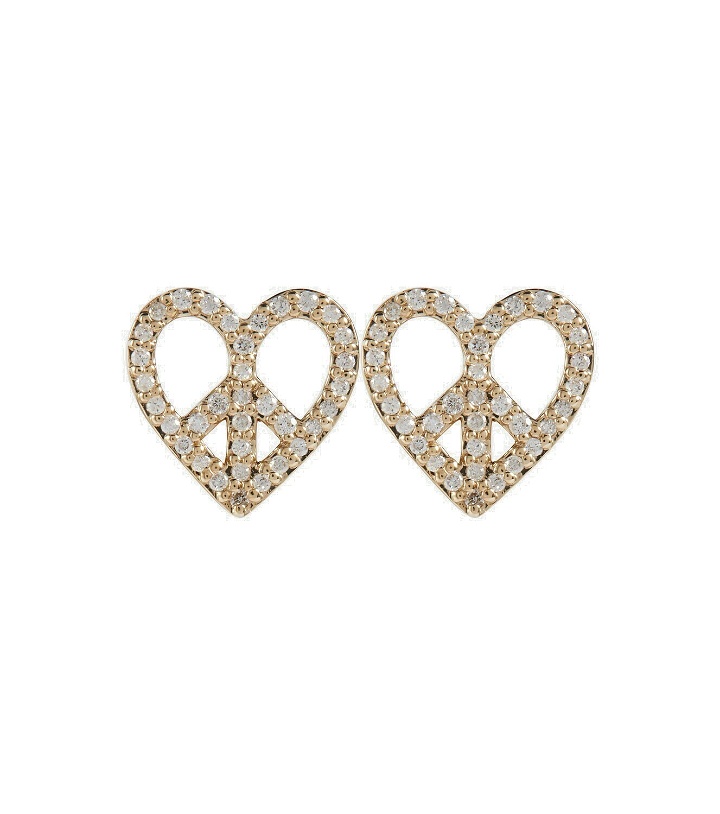 Photo: Sydney Evan Peace Heart 14kt gold earrings with diamonds
