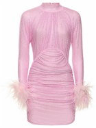 SELF-PORTRAIT Embellished Mini Dress with feathers