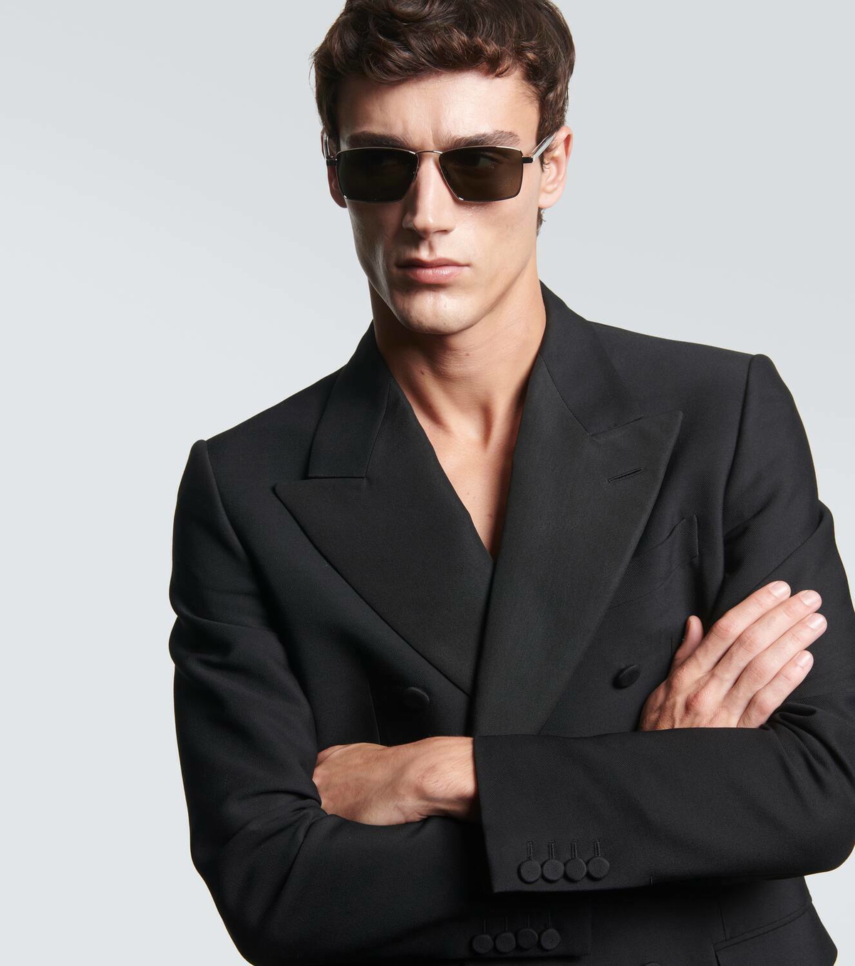 Saint Laurent 57MM Rectangle Sunglasses Saint Laurent 57mm Acetate Semi-Shield Sunglasses | Neiman  main image 3