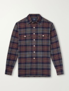 Drake's - Brushed Checked Cotton-Flannel Shirt - Brown