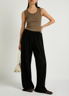 Herno Plissé Wide-leg Jersey Trousers Black