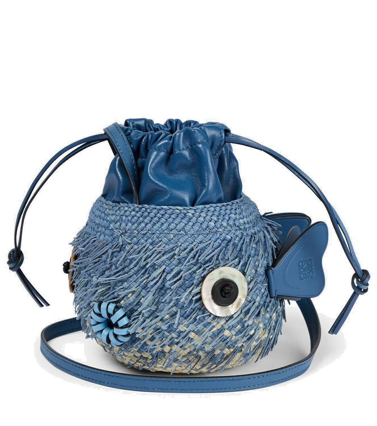 Shop LOEWE LOEWE x Paula's Ibiza Raffia & Leather Bucket Bag