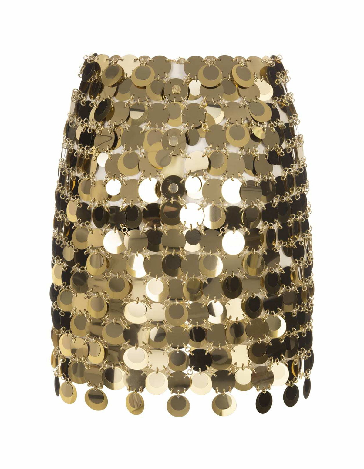 Paco Rabanne Mini Skirt With Golden Mirror Effect Discs
