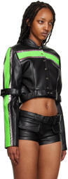 Lado Bokuchava Black Cropped Faux-Leather Jacket