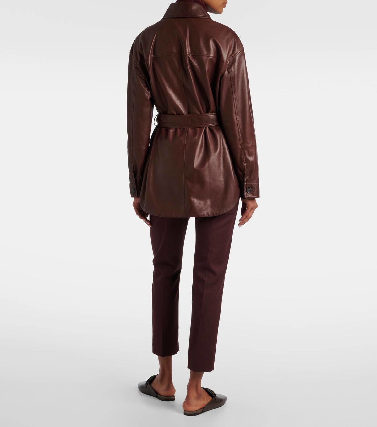レザージャケット・コート Brunello Cucinelli Leather Jacket With Belt Brunello Cucinelli Belted leather jacket Brunello Cucinelli