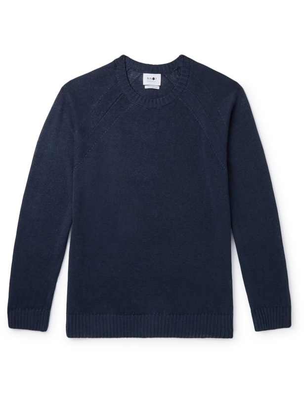 Photo: NN07 - Galeb Linen Sweater - Blue - XL