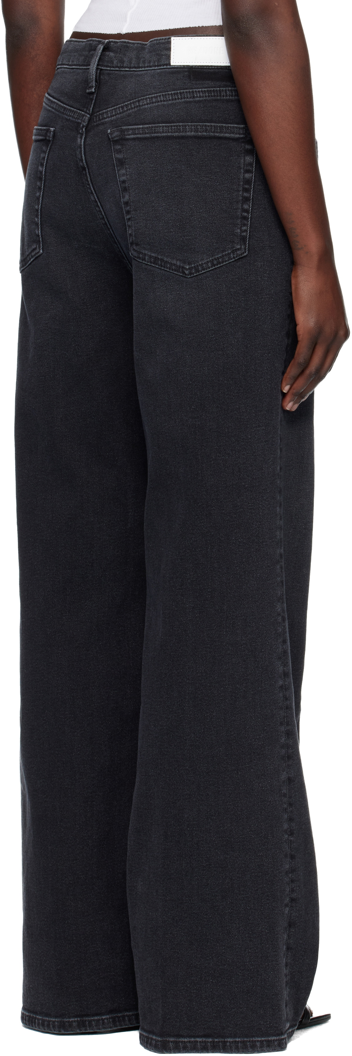 Re/Done Black Comfort Stretch High Rise Wide Leg Jeans