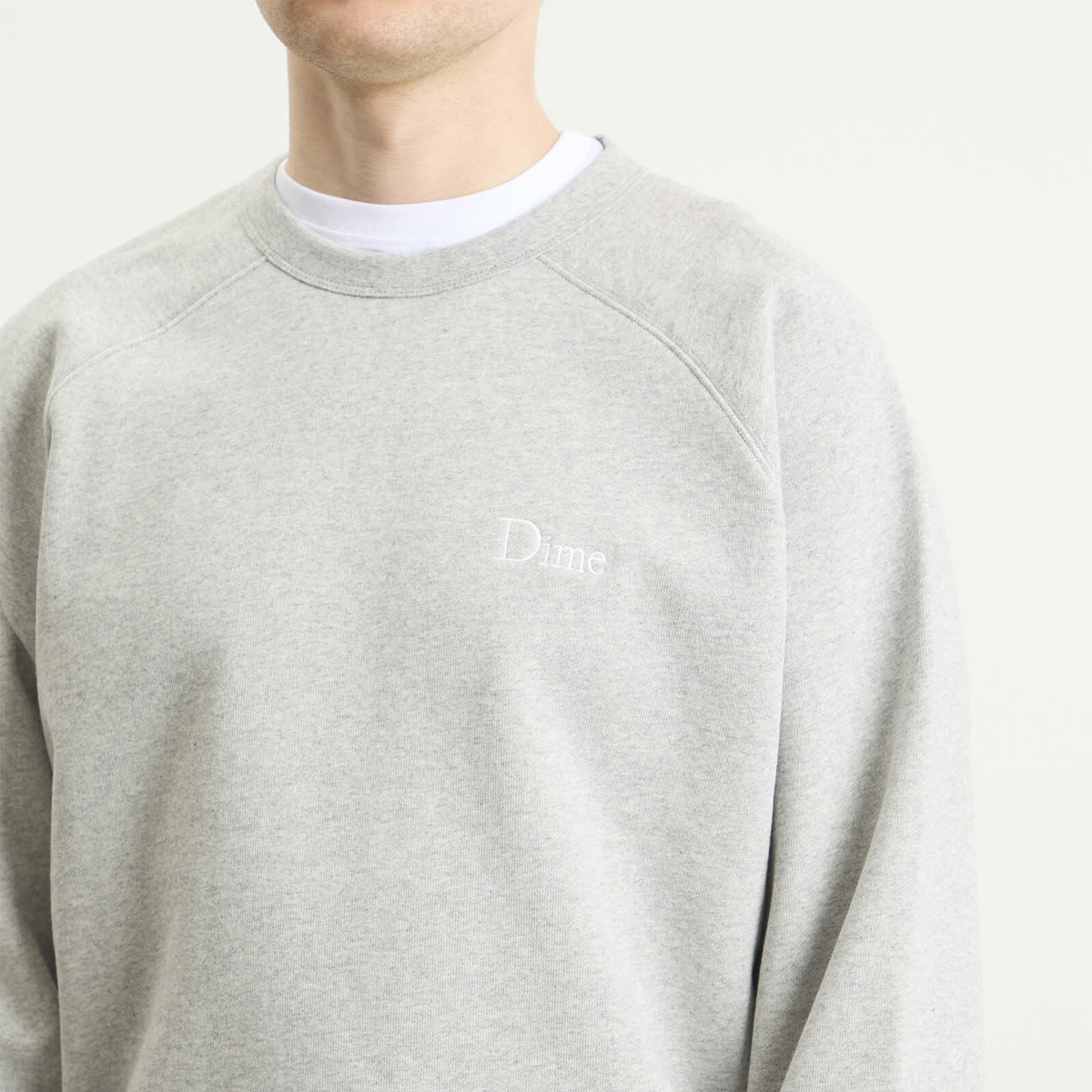 Dime Men's Classic Small Logo Crewneck in Heather Gray
