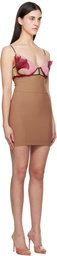 Nensi Dojaka Tan & Pink Celina Floral Petal Minidress