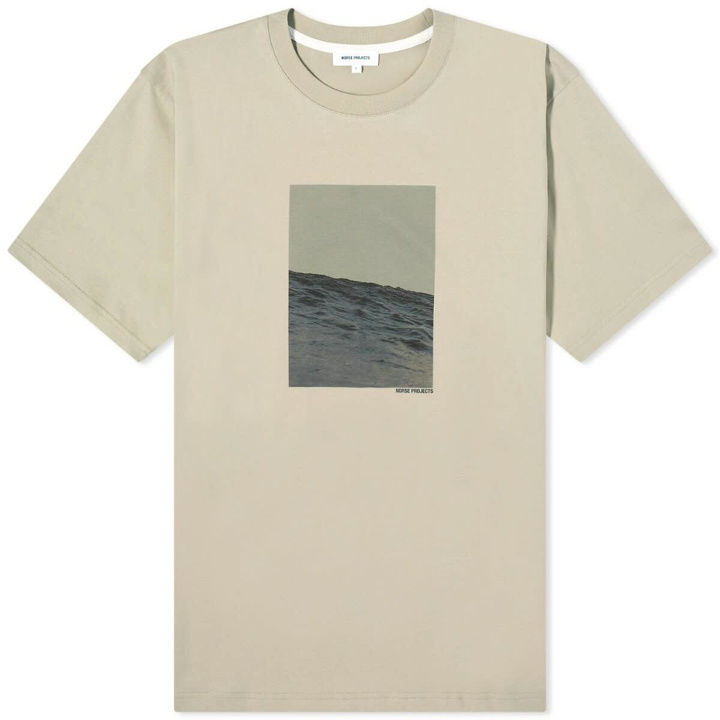 Photo: Norse Projects Men's Johannes Organic Waves Print T-shirt in Sand