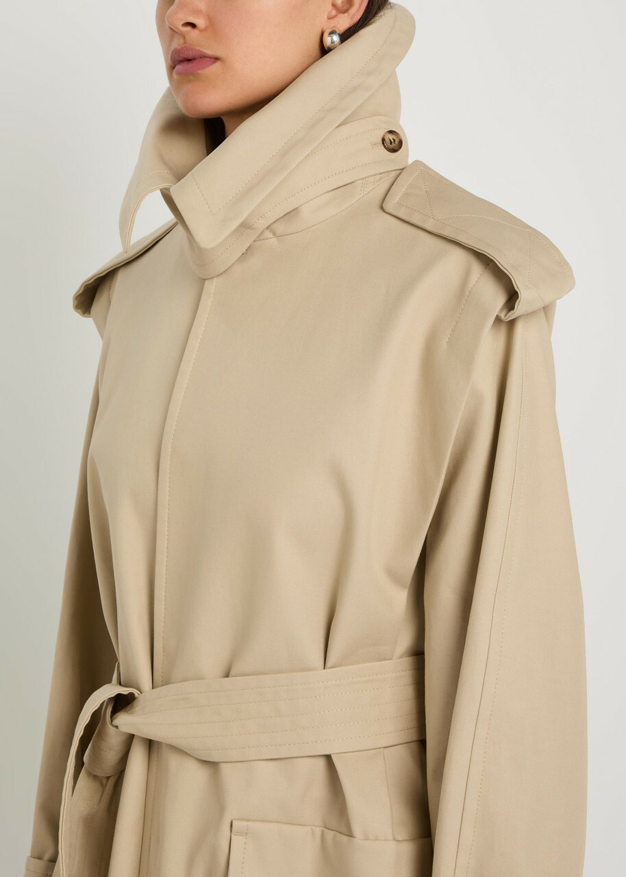 Victoria Beckham Philippa Belted Cotton Trench Coat Beige