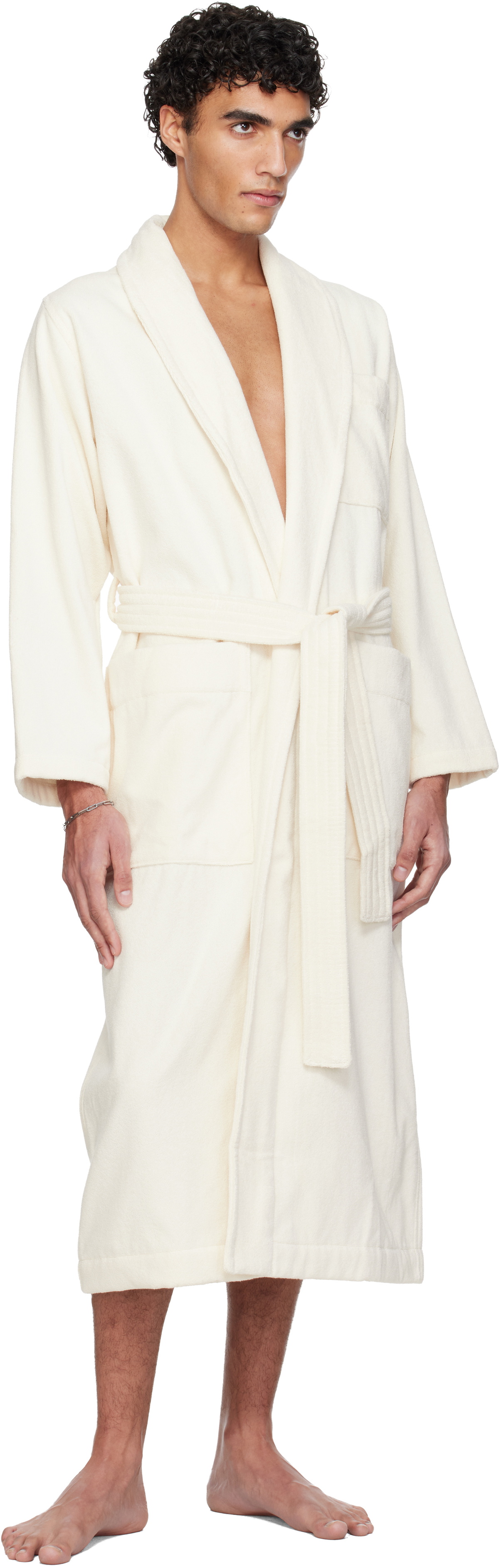 Tekla Off White Terry Classic Bathrobe