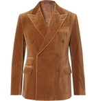 Ralph Lauren Purple Label - Camel Slim-Fit Double-Breasted Cotton-Velvet Suit Jacket - Brown