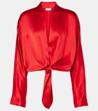 The Sei Tie-detail silk satin top