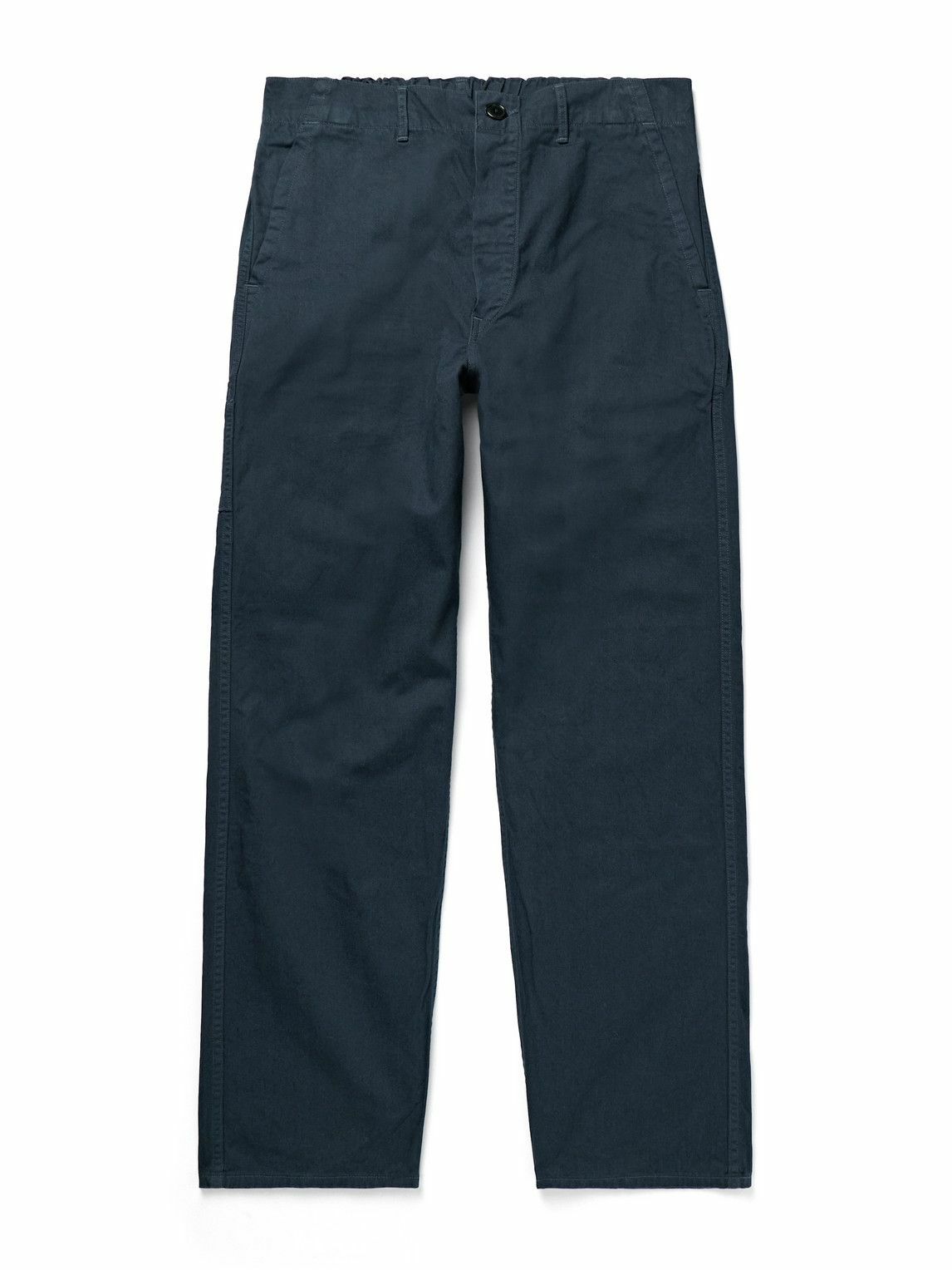 OrSlow - Straight-Leg Herringbone Cotton Trousers - Blue