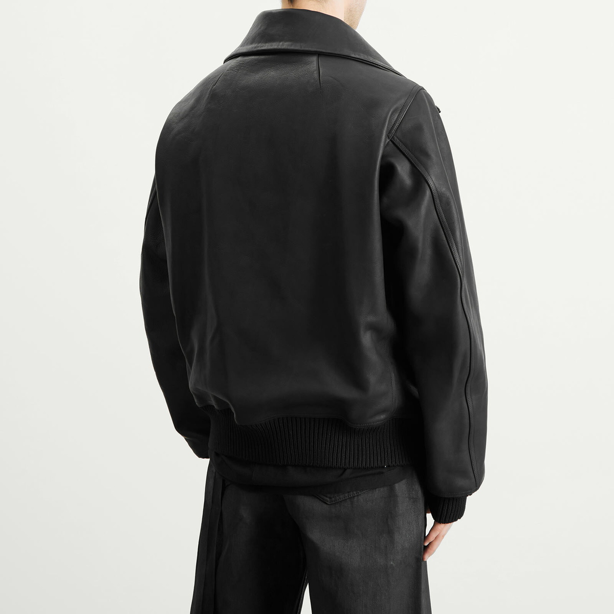 Rick Owens Men's Blixa Dracucollar Leather Bomber Jacket in Black