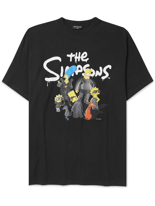 Photo: Balenciaga - The Simpsons Oversized Printed Cotton-Blend Jersey T-Shirt - Black