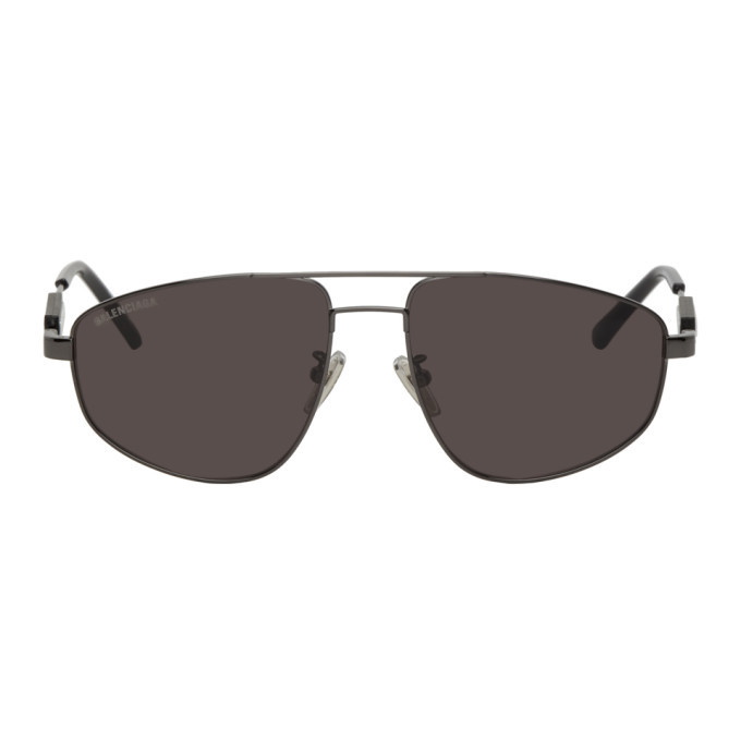 Photo: Balenciaga Gunmetal Aviator Sunglasses